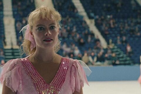 I Tonya 2017 Movie Scene Margot Robbie as Tonya on the ice rink wondering while she got such low scores