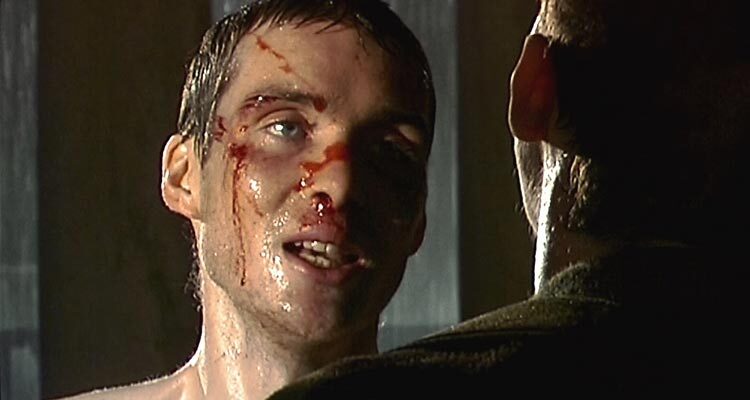 28 Days Later 2002 Movie Scene Cillian Murphy as Jim all bloody after a fight