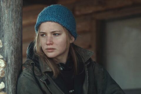 Winters Bone 2010 Movie Scene Jennifer Lawrence as Ree in front of her house in Ozark mountains