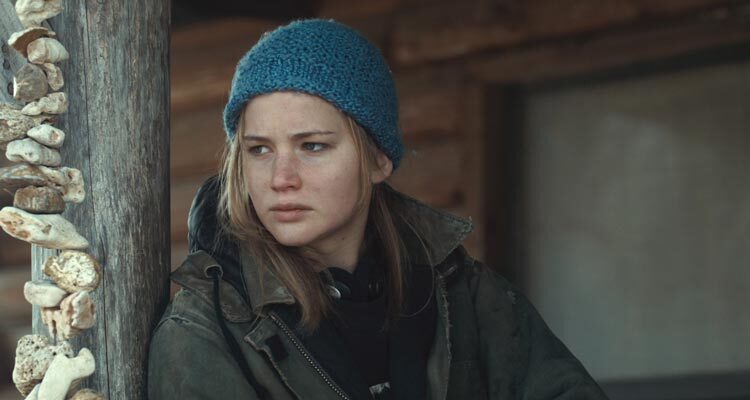 Winters Bone 2010 Movie Scene Jennifer Lawrence as Ree in front of her house in Ozark mountains